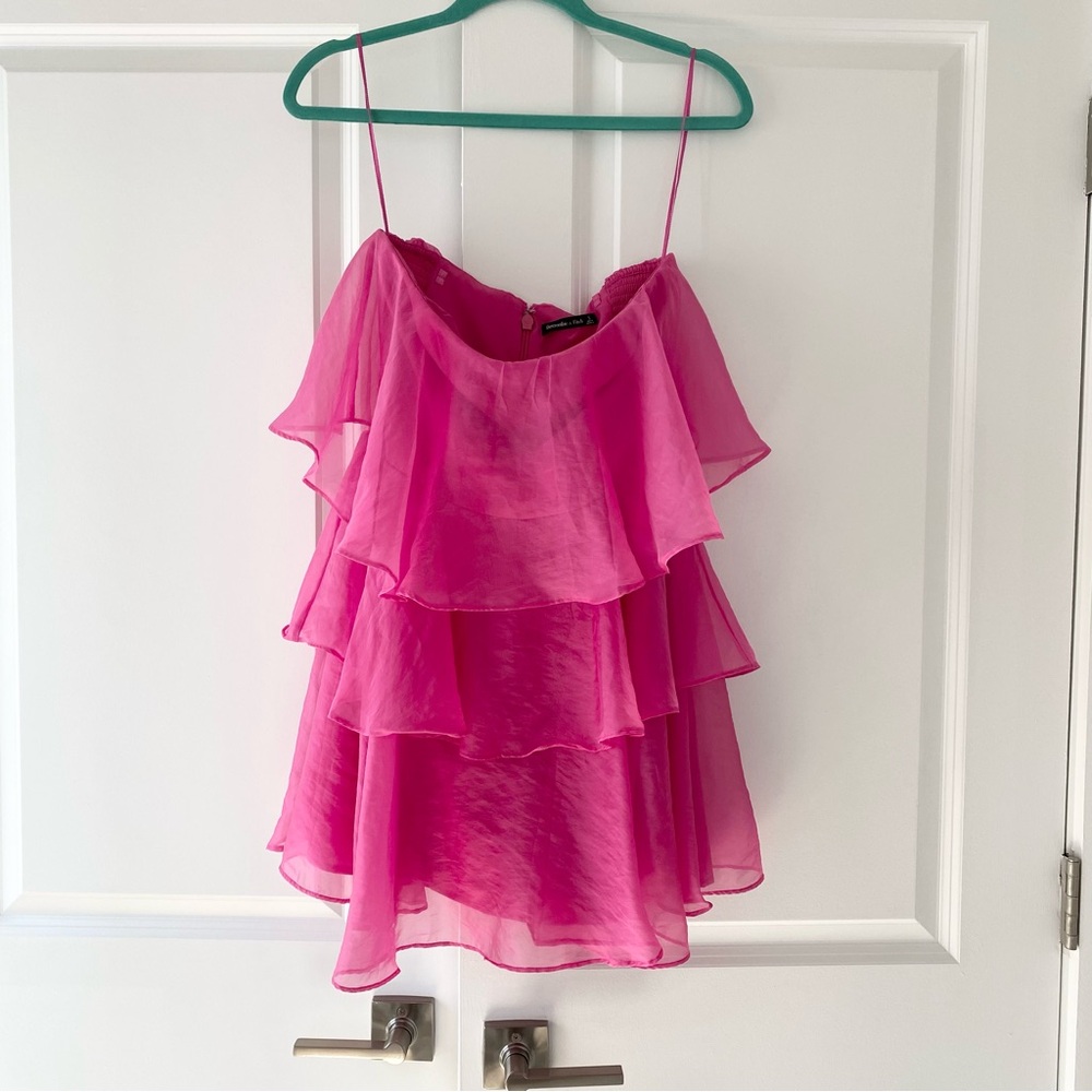 Abercrombie & Fitch Organza Ruffle Tiered Mini Dress - Picture 3 of 6